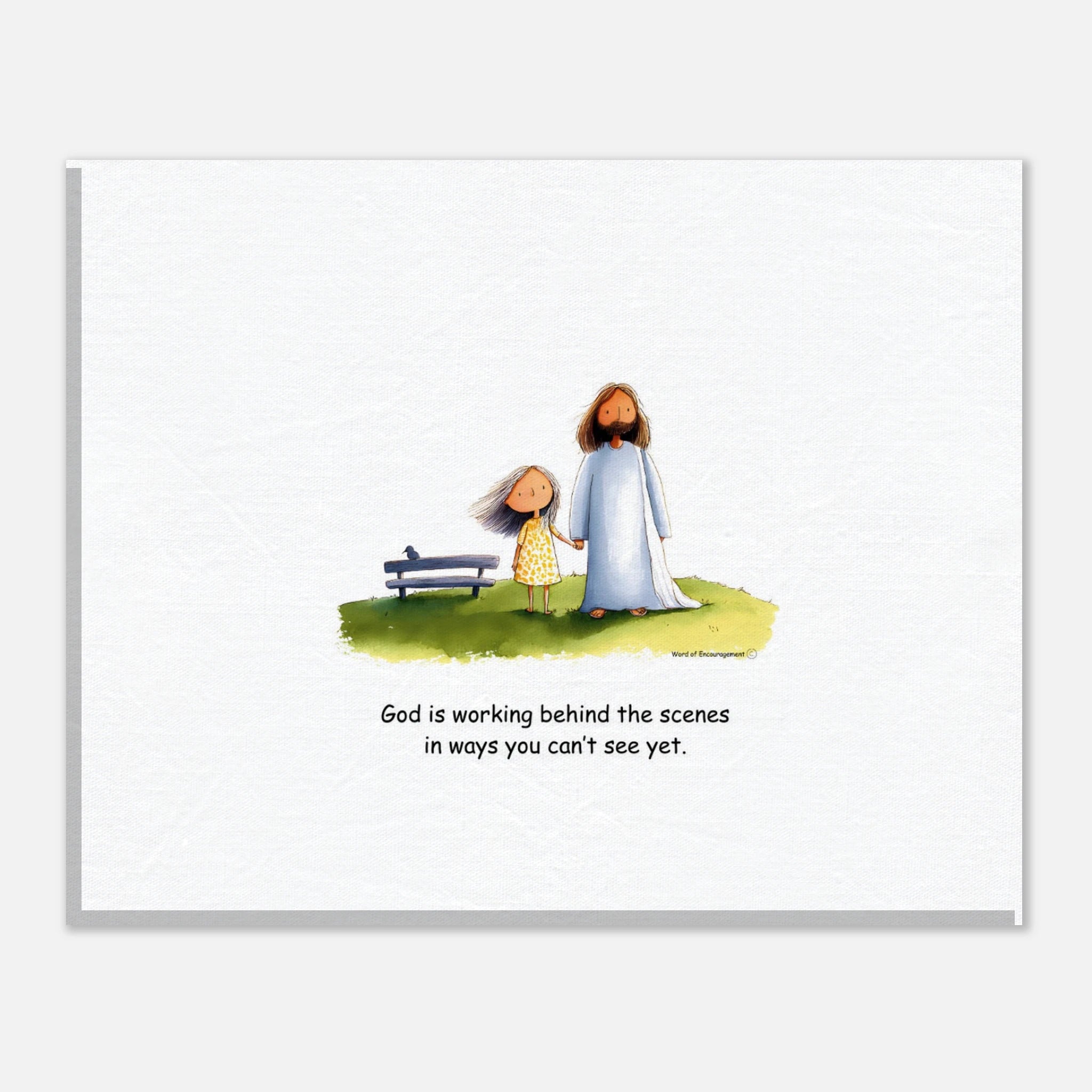 Comfort in Faith Canvas Print – Little Girl Holding Jesus' Hand in Field 20x25 cm / 8x10 Secondary image