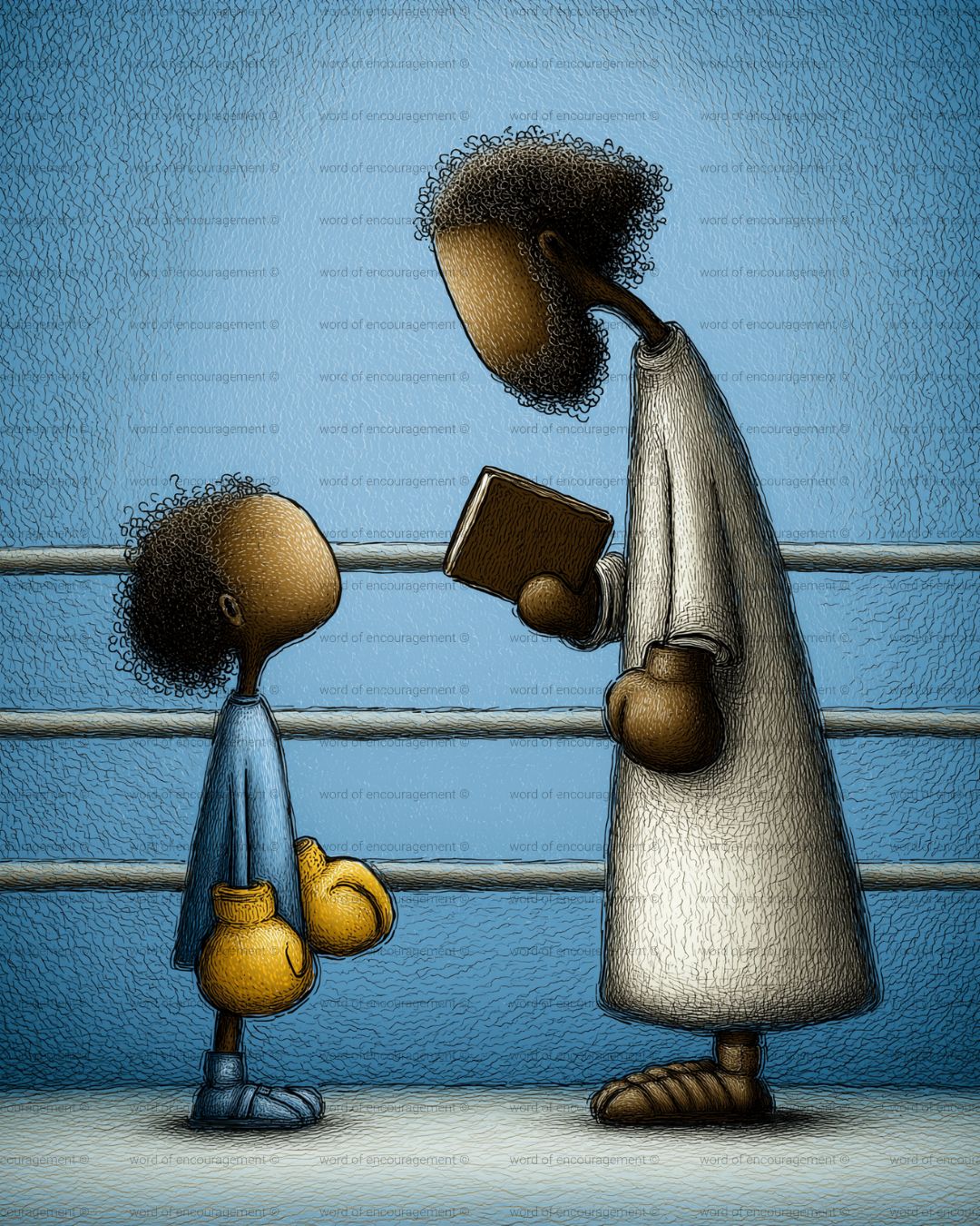 In My Corner – Faith-Based Digital Wall Art Print | Christian Encouragement Gift | Boxing Ring Jesus Illustration