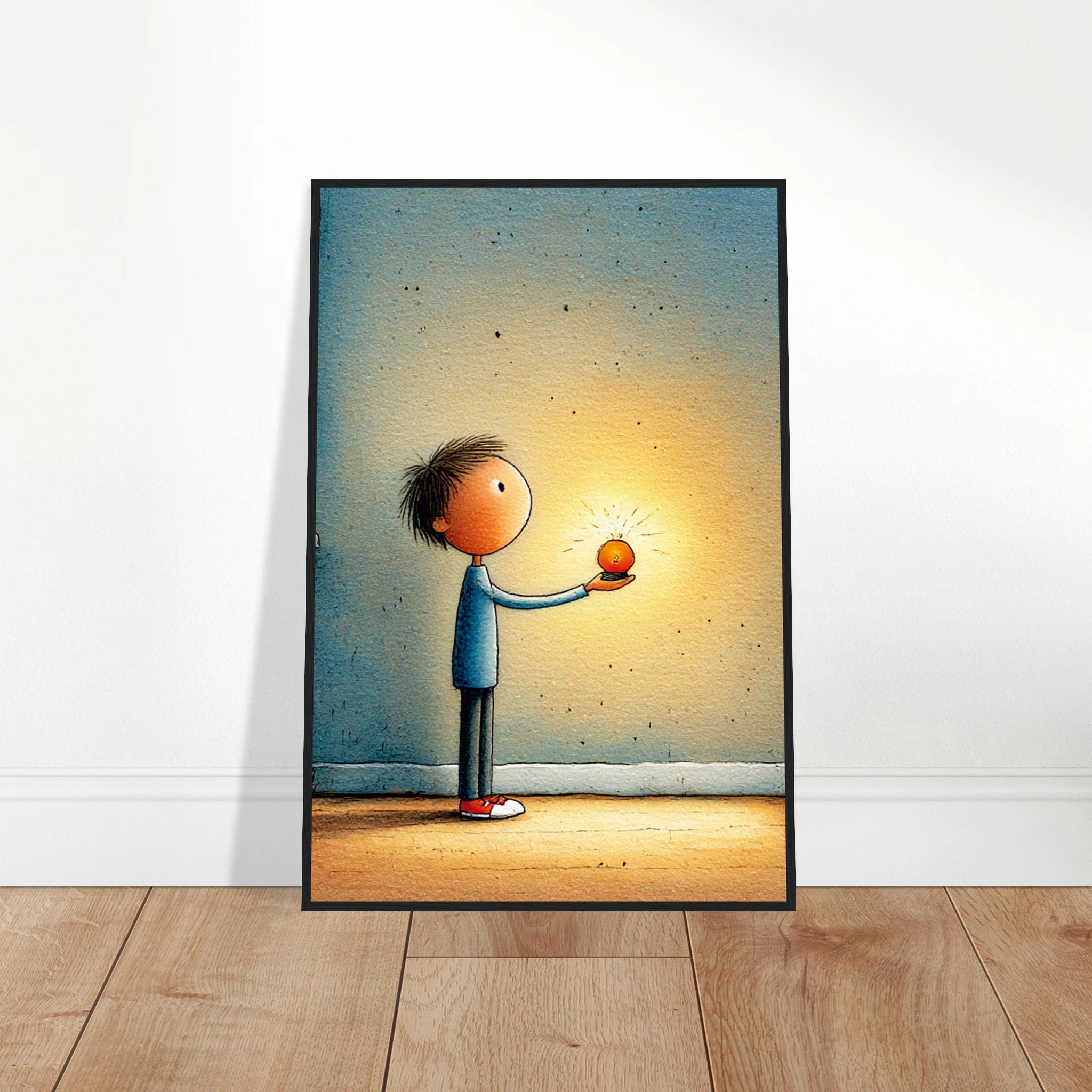 Hopeful Boy Framed Poster-1 – Inspirational Art for Kids Room, Durable Pine Frame Secondary image