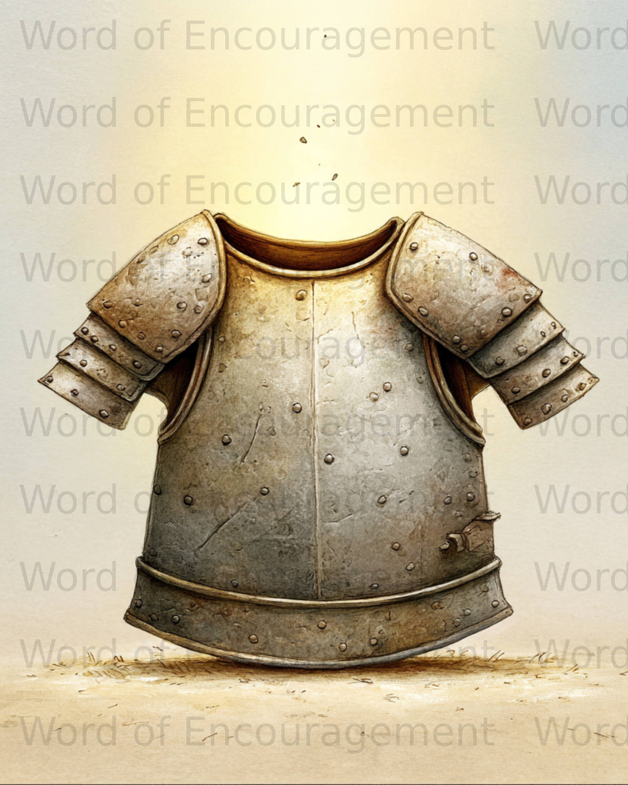 Detailed medieval breastplate armor with a textured metal surface.